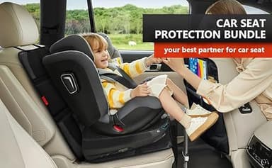 Kaiphy Car Seat Protector with Thick Padding + XL Large Car Seat Cover for Child Car seat, Eco Friendly Waterproof & Durable Fabric + 2 Storage Pockets Protect Fabric or Leather Seats 2Pack (Black) - Image 4