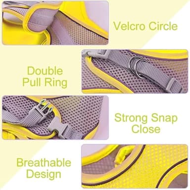 HIPVMES Cat Harness and Leash Set Soft Adjustable Escape Proof Cat Leash Breathable Comfortable Vest Easy to Wear Kitten/Small Dogs Harness for Outdoor Walking Yellow XS - Image 3
