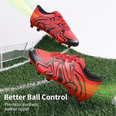 DREAM PAIRS Boys Girls Soccer Cleats Youth Firm Groud Baseball Cleats Sport Athletic Outdoor Trainning Football Shoes for Little/Big Kid,Size 10 Toddler,Red/Black/Silver,160472-K - Image 4