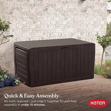 Keter Marvel Plus 71 Gallon Resin Outdoor Storage Box for Patio Furniture Cushions, Throw Pillows, Garden Tools and Pool Floats, Brown - Image 6