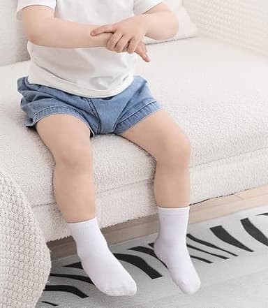 JAKIDAR 12 Pack Baby Toddler Socks Non Slip Grip Cotton Crew Socks for Boys Girls Infants Kids, White, 12-24 Months - Image 5