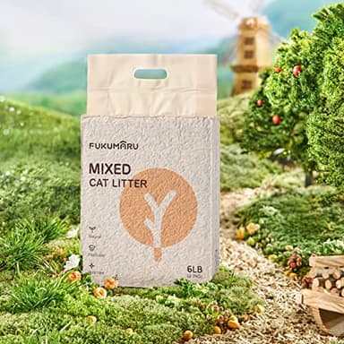 FUKUMARU Tofu Cat Litter, 12 LBS Clumping Cat Litter, Dust Free, Natural, Unscented, Flushable, Lightweight, Low Tracking, Mixed Apple Wood, 24/7 Odor Control, 6 lb x 2 Bags - Image 6
