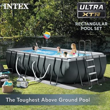 Intex 18' x 9' x 52" Ultra XTR Rectangular Frame Swimming Pool Set with Pump - Above Ground Backyard Large Rectangle Pool with 45-Inch Deep Water - Image 2