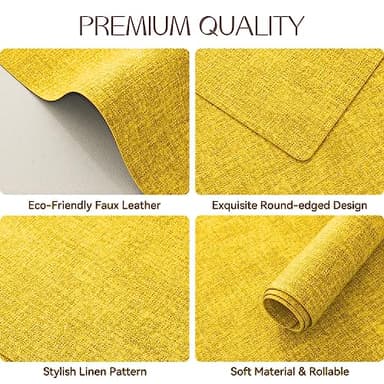 Romanstile Vinyl Placemats Set of 6-12 X 18 Inch - Heat Resistant Place Mats 100% Waterproof Oilproof Wipeable Reversible Faux Leather Table Mats for Kitchen/Dining/Party/Outdoor, Yellow - Image 5