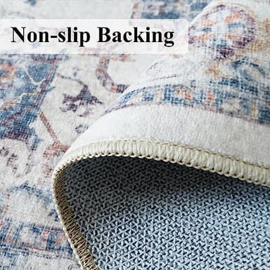 10x14 Washable Vintage Area Rug: Indoor Extra Large Rugs for Living Room Soft Stain Resistant Carpet with Non-Slip Backing Thin Accent Low Pile Print Floor Mat for Bedroom Dining Room(10x14 Brick) - Image 5