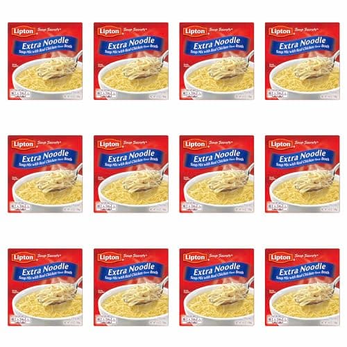 SOUP SECRETS Lipton Instant Soup Mix For a Warm Bowl of Soup Extra Noodle Soup Made With Real Chicken Broth Flavor 4.9 oz 2 ct, Pack of 12 - Image 1