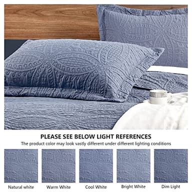 Love's cabin Quilts for Queen Bed Blue Bedspreads - Soft Bed Summer Lightweight Bedspread Comforter - Modern Style Coin Pattern Coverlet for All Season - 3 Pieces (1 Quilt, 2 Pillow Shams) - Image 5