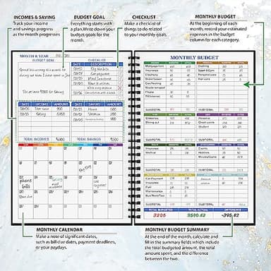 Budget Planner - Monthly Finance Organizer with Expense Tracker Notebook to Manage Your Money Effectively, Undated Finance Planner/Account Book, Start Anytimem,A5(8.6x5.9 inchs),100gsm Paper - Golden - Image 3
