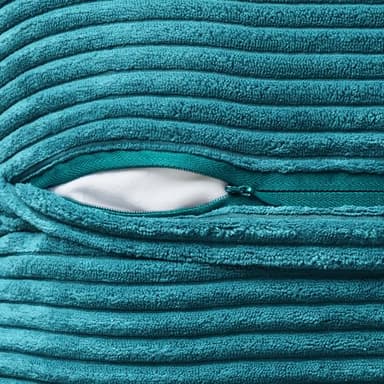 MIULEE Decorative Throw Pillow Covers for Couch Bed Livingroom 20x20 Inch Set of 2 Teal Blue Boho Accent Throw Pllows Broadside Striped Patchwork Soft Corduroy Summer Coastal Pillowcases - Image 3