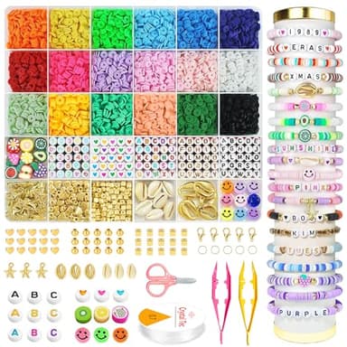 OHOME Stocking Stuffers for Kids - 5300 Clay Beads Bracelet Making Kit,Arts and Crafts for Kids Ages 8-12,Christmas Gifts Crafts Games Toys for 3-10 Year Old Birthday,Travel Essential - Image 1