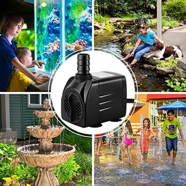 CWKJ Fountain Pump, 400GPH Submersible , Durable 25W Outdoor Water Pump with 6.5ft Power Cord, 3 Nozzles for Aquarium, Pond, Fish Tank, Water Pump Hydroponics, Backyard Fountain - Image 6