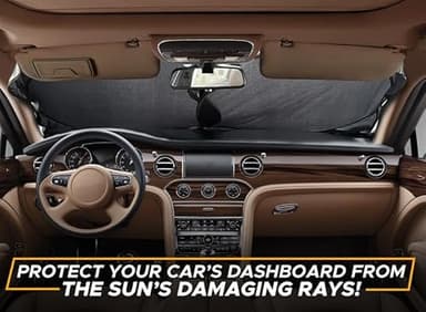 EcoNour Patented Design Car Windshield Sun Shade | Blocks 99% Heat & Keeps Interior Cool | Fits Cars, SUVs, Trucks | Automotive Sun Screen, Visor & Car Accessories for Summer | Medium (64x32 Inches) - Image 8