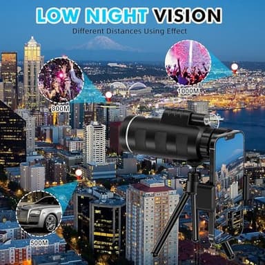 40x60 Monocular Telescope with Smartphone Adapter, Telescope for Adults High Powered, Monocular for Adults, Compact Low Light Vision for Wildlife, Hunting, Camping, Travel &Outdoor Adventures - Image 5