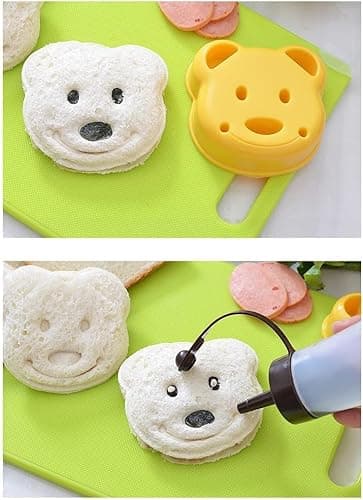 Leking 13 Pcs Wooden Kids Kitchen Knife, Kids Knife Set with Gloves Cutting Board Bear Sandwich Cutter Fruit Vegetable Cutters Serrated Edges Plastic Knifes for Real Cooking Kid Safe Knives - Image 8