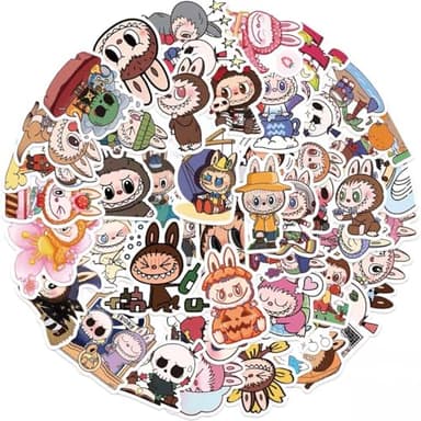 70 Pcs Labubu Cartoon Sticker Water Bottle Fun Cute Stickers Suitable for Teenagers and Adults Vinyl Stickers Suitable for Laptop Skateboarding Party Supplies - Image 1
