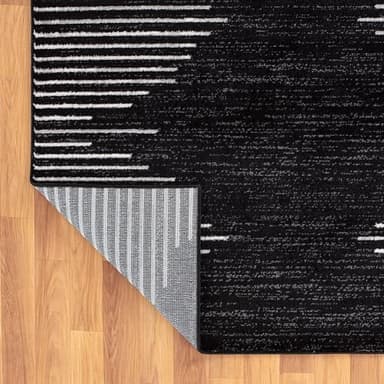 Rugshop Bohemian Stripe Stain Resistant High Traffic Living Room Kitchen Bedroom Dining Home Office Area Rug 3' x 5' Black - Image 7