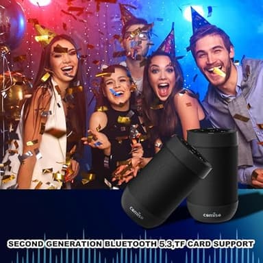 Bluetooth Speaker,5.3 Bluetooth Speakers Wireless,TWS Stereo Pairing,Built in Mic,360 HDSound,IP65 Waterproof Speaker,Support TF Card, for Home/Party/Outdoor/Beach, Gift for Men/Women-Black - Image 2