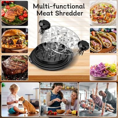 Chicken Shredder Tool Twist Large with Brush, 10" Pro Visible Kitchen Meat Shredder Grinder Machine, Strong Anti-Slip Base, Ergonomic Handle, BPA Free, Suitable for Steak Pork Chicken Breast (Black) - Image 7