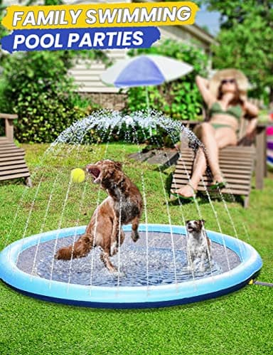 75inch Large Dog Splash Pad Non-Slip, Pet Dogs Cool Sprinkler Pool Heavy Duty L Splash Pads for Kiddie Baby Wading Pool Summer Outdoor Play Water Fun Toy Gift Easy to Use/Clean - Image 6