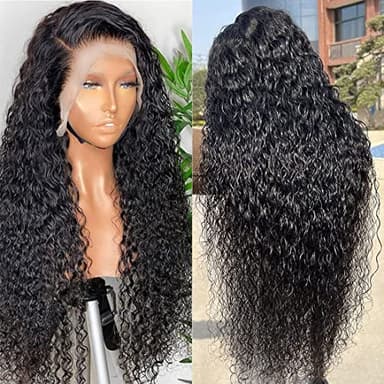 Filrku Water Wave Lace Front Wigs 13x4 HD Trasparent Glueless Lace Frontal Wigs for Women Pre Plucked with Baby Hair 180 Density Wet and Wavy Wigs (26 inch) - Image 2