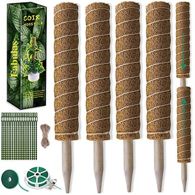 Fabulas Moss Pole 47.5 Inch - Monstera Plant Support, 4 Packs 16 Inch Plant Stakes for Indoor Plants Coco Coir Moss Pole Sticks for Climbing Potted Live Plants, Pothos, Philodendron, with Garden Ties - Image 7