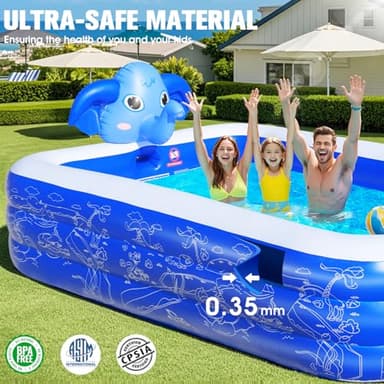 Inflatable Pools with Sprinkler,Upgraded Elephant Inflatable Swimming Pool,Kids Pools for Backyard,Large Inflatable Pool for Adults Blow up Pools,Oversized Thickened Family Inflatable Pool-Blue - Image 4