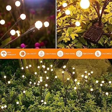 Solar Lights Outdoor(4 Pack, 32 LEDs), ASMAD Solar Garden Lights, Outdoor Decorations, Firefly Light for Patio Decor, Big Bulb, Unique Gifts for Women, Gifts for Grandma - Image 4