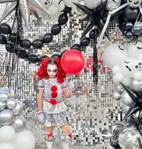 Silver Shimmer Wall Backdrop Halloween Parties Disco Wedding Shimmer Backdrops Panels Christmas Glitter Wall Background for Bachelorette Party Bridal Shower Stage Panel(24 Packs) - Image 1