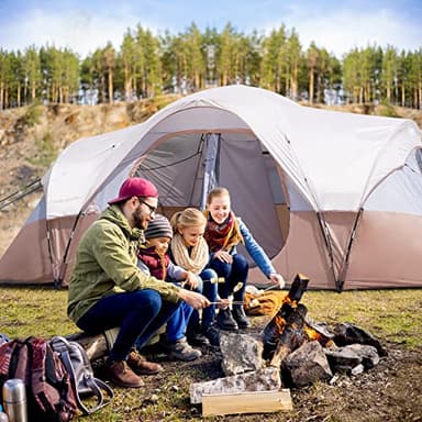 UNP Camping Tent 10-Person-Family Tents, Parties, Music Festival Tent, Big, Easy Up, 5 Large Mesh Windows, Double Layer, 2 Room, Waterproof, Weather Resistant, 18ft x 9ft x78in (Khaki Brown) - Image 6
