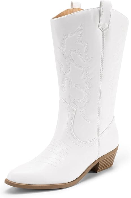 DREAM PAIRS Women's Cowboy Boots Pull On Cowgirl Boots Mid Calf Western Boots, Available in Regular and Wide Calf - Image 1