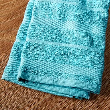 KitchenAid Albany Kitchen Towel 4-Pack Set, Aqua/White, 16"x26" - Image 3
