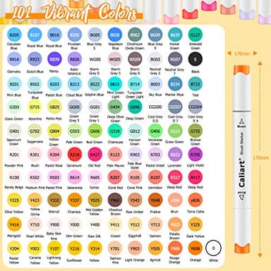 Caliart Markers Brush & Chisel, 101 Colors Alcohol Markers for Adult Coloring Book, Dual Tip Art Pen Set for Artist Illustration Sketch Drawing Gift - Image 3