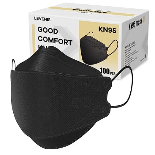 LEVENIS KN95 Face Masks 100 Pack, Breathable Comfortable and Disposable KN95 Mask, Black - Image 1