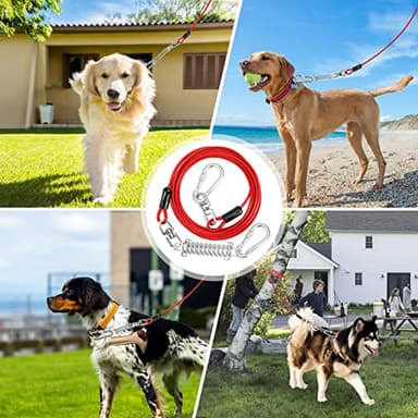 Jenico Dog Tie Out Cable, 10-150FT Runner Cable with Swivel Hook and Shock Spring, Outdoor Dog Leash Tether for Small to Medium Pets Up to 500 LBS - Image 7