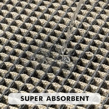 MIULEE Set of 2 Waffle Bathroom Rugs, Boho Bath Rugs Non Slip Washable, Super Absorbent Bath Mats, Ultra Soft Rubber Backed Shower Mats for Bathroom Floor, Tub, Dark Grey & Yellow, 17x24 Inch - Image 3