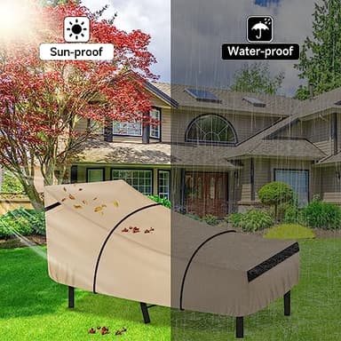 NEVERLAND Waterproof Patio Lounge Chair Cover, Outdoor Chaise Lounge Covers with Heavy Duty Material, 420D Waterproof Outdoor Chairs Cover 82L x 57W x 32H inch Golden (2 Pack) - Image 6