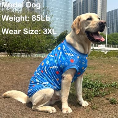 Pet Dog Blue Sleeveless T Shirts with Spacecraft Pattern Printed pet Clothes Soft Breathable Vest for Large Dogs Large, Bule - Image 4