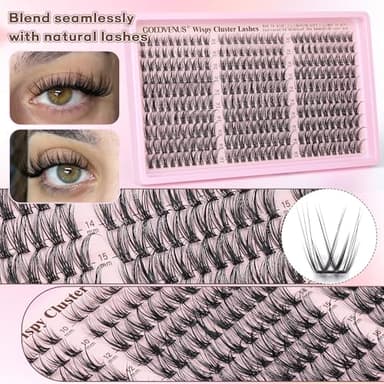 Goddvenus Lash Clusters Kit Wispy Eyelash Clusters Lashes Natural DIY Lash Extension Kit 10-16mm Cluster Eyelash Extensions Kit 300pcs C Curl Individual Lashes Cluster Eyelash (With Tweezers) - Image 6