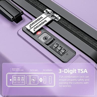 SHOWKOO Luggage Sets Expandable PC+ABS Durable Suitcase Double Wheels TSA Lock Lavender Purple 3pcs - Image 4