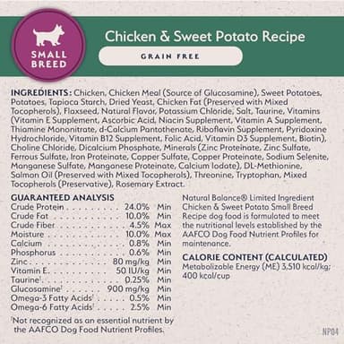 Natural Balance Limited Ingredient Small Breed Adult Grain-Free Dry Dog Food, Chicken & Sweet Potato Recipe, 4 Pound (Pack of 1) - Image 8