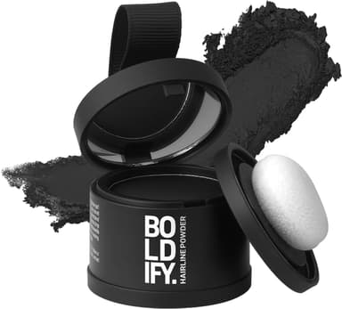 BOLDIFY Hairline Powder - Root Touch Up Hair Color for Gray Coverage - Bald Spot Concealing Hair Powder for Women & Men - 24-Hour Stain-Proof - Black - Image 2
