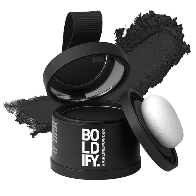 BOLDIFY Hairline Powder - Root Touch Up Hair Color for Gray Coverage - Bald Spot Concealing Hair Powder for Women & Men - 24-Hour Stain-Proof - Black - Image 1