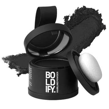 BOLDIFY Hairline Powder - Root Touch Up Hair Color for Gray Coverage - Bald Spot Concealing Hair Powder for Women & Men - 24-Hour Stain-Proof - Black - Image 1