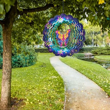 Butterfly Metal Wind Spinners - Butterfly Gifts for Women Mom Grandma Wife, Hanging Wind Spinner for Outdoor & Indoor Decorations, 12 inch for Ornament - Image 5