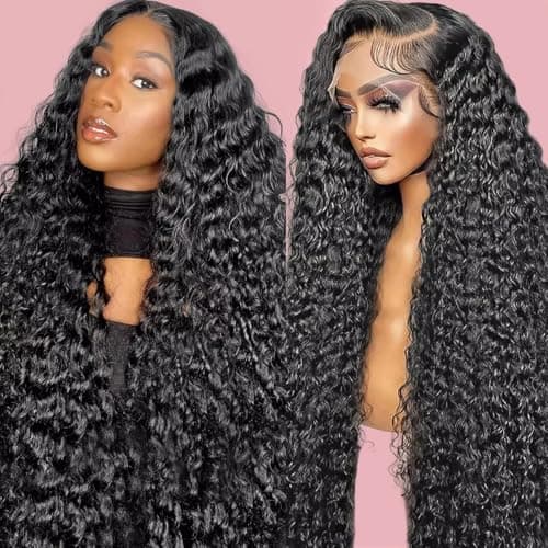 FIONAT 30 Inch Deep Wave Lace Front Wigs Human Hair Pre Plucked 13x6 HD Lace Front Wigs Human Hair 180% Density Deep Curly Wig Frontal Glueless Wigs Human Hair for Women - Image 1