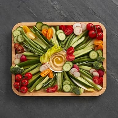 FARBERWARE Build-A-Board Bamboo Cutting Board with Built-in Compartments, Clear Locking Lid & Navy Handles, Ideal for Charcuterie, Snacks & Prep - Image 6