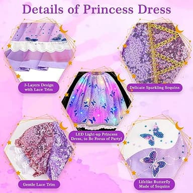 Meland Princess Dresses for Girls - Light Up Princess Costume for Little Girls, Halloween Costumes for Toddler Age 3-10, Birthday Gift for Girl (5-6 Years) - Image 2