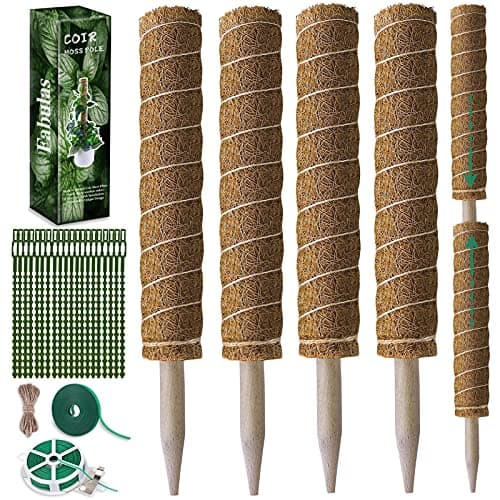 Fabulas Moss Pole 47.5 Inch - Monstera Plant Support, 4 Packs 16 Inch Plant Stakes for Indoor Plants Coco Coir Moss Pole Sticks for Climbing Potted Live Plants, Pothos, Philodendron, with Garden Ties - Image 1