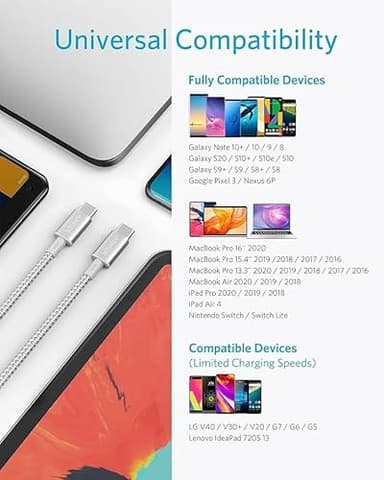 Anker USB C to USB C Cable (10FT, 2Pack), Type-C 100W Charger Cord Fast Charging for iPhone 17 Series,MacBook Pro 2020,Pixel and More(Silver) - Image 4