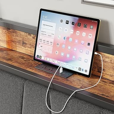 LIKIMIO King Bed Frame with 4 Storage Drawers, Platform Bed with Charged Headboard, Sturdy and Stable, No Noise, No Box Spring Needed, Easy to Install, Vintage Brown and Gray - Image 8